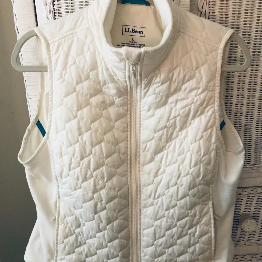 L.L. Bean VEST White Quilted Vest Size L